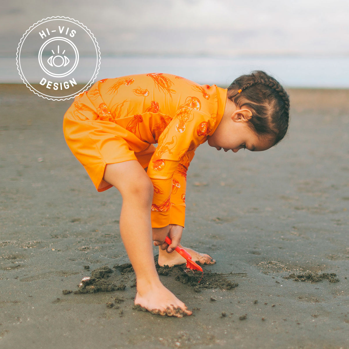 Kid's Swim Trunks Orange Hi-Vis - Honeysuckle Swim