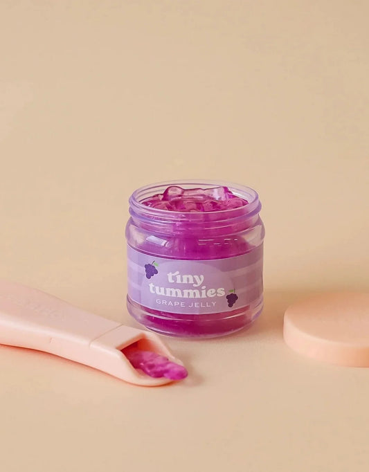 Tiny Tummies grape jelly food jar and spoon set - Tiny Harlow